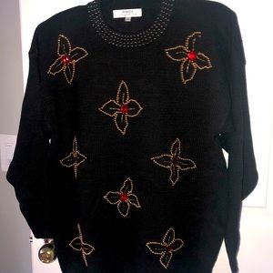 NEW-Rhinestones Black Cardigan Sweater Top